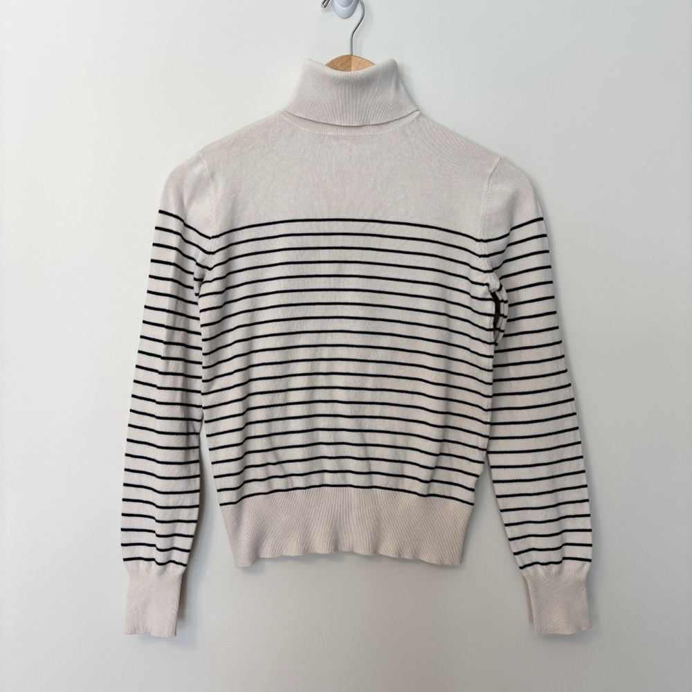 H&M Marineir Stripe Turtleneck Sweater Cream XS
